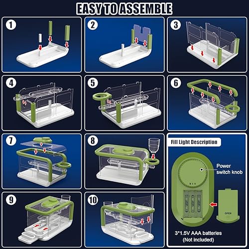 Miniatura 6 de Kit de cultivo de plantas para niños, kit de cultivo de invernadero de jardinería para niños con riego por goteo y luces de cultivo, kit de terrario