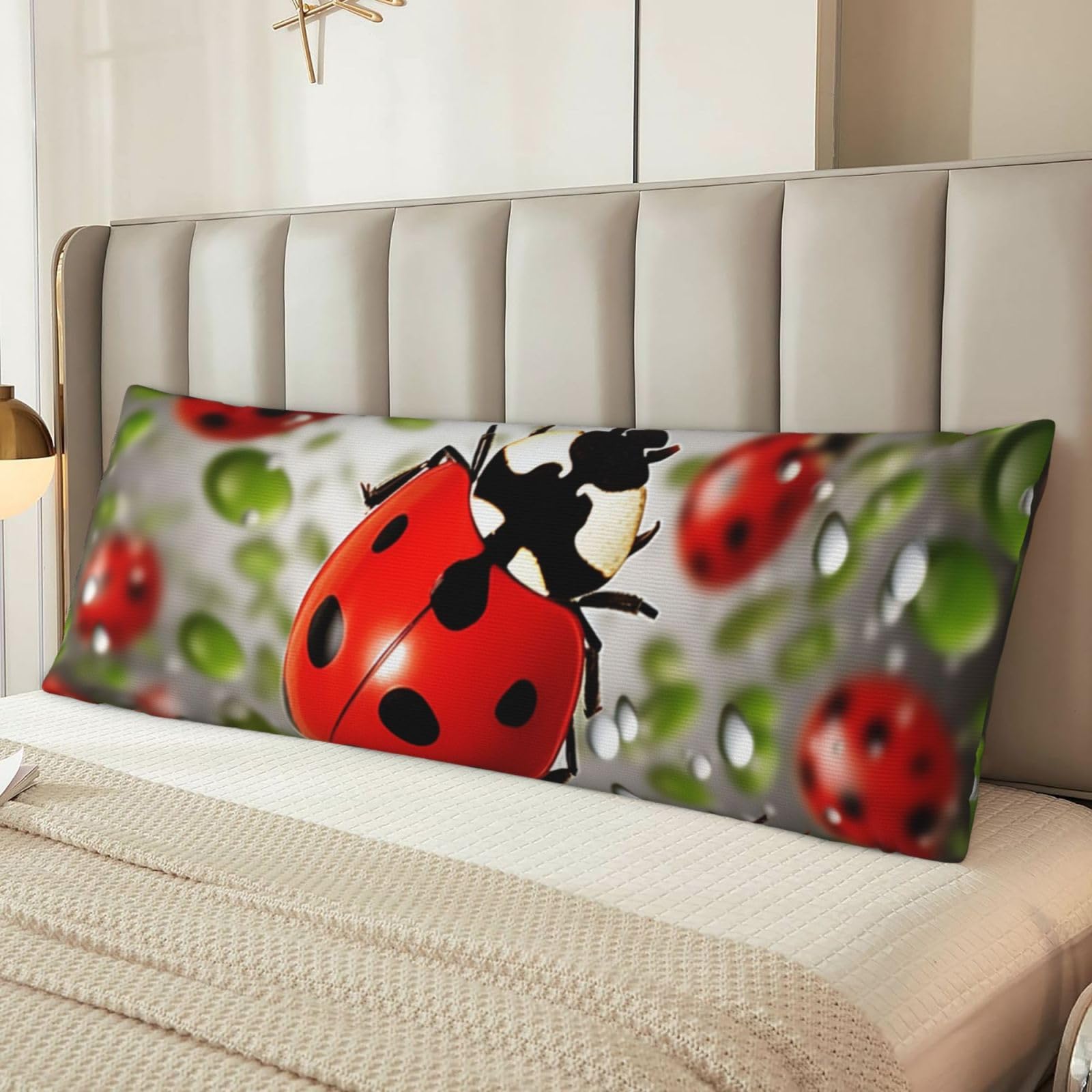 Fodpand Women's Black Ladybug Body Pillow Cover 20X54 Inches Soft Microfiber Long Pillow Case For Sleeping & Side Sleepers Comfy Breathable Decorative Body Pillowcase Gifts For Men