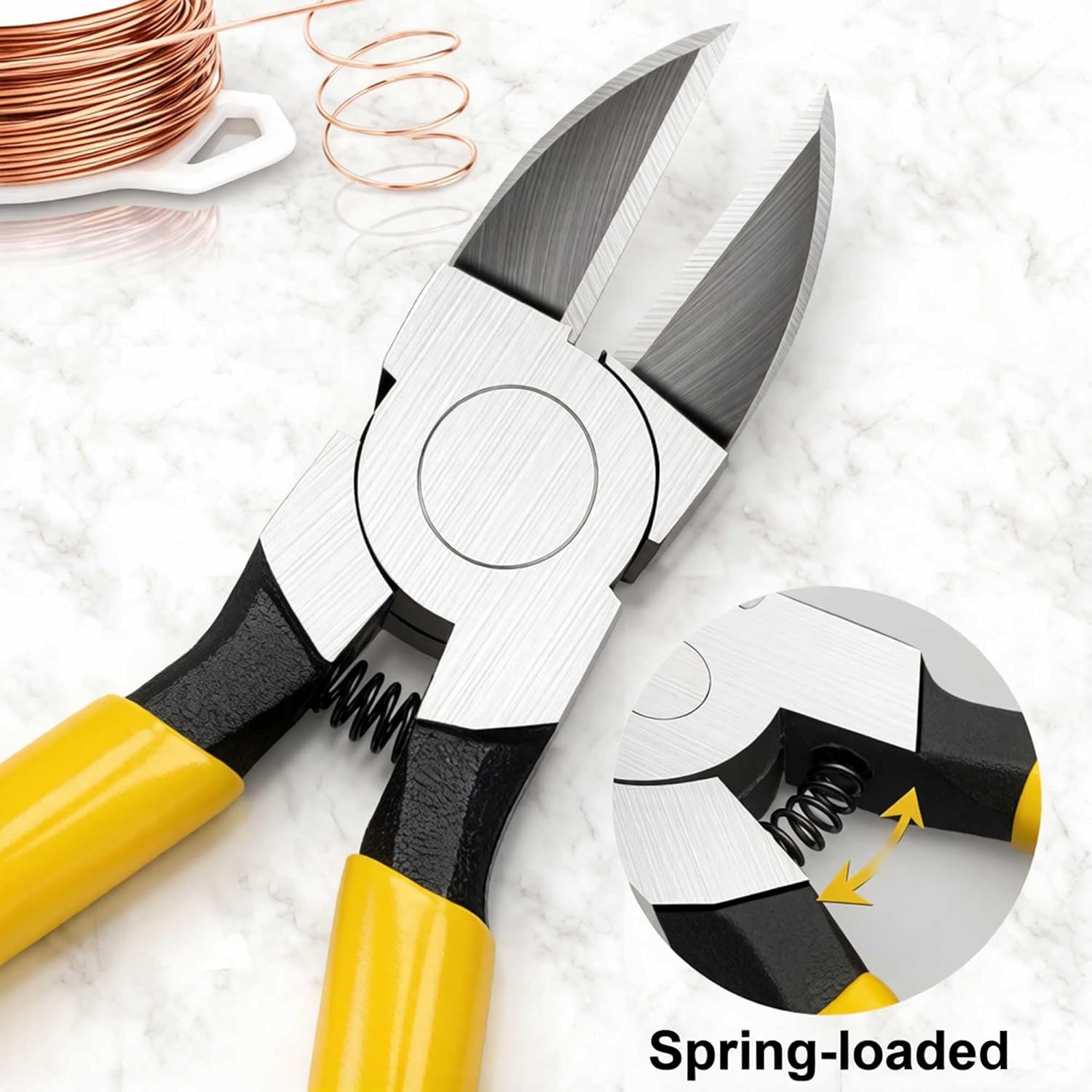 Hanpex 6in. Wire Cutters Set, Ultra Sharp Small Side Cutter Clippers with Spring Loaded, Flush Cutting Pliers, Diagonal Cutting Plier for Jewelry Making, Crafting, Electrical, 2 Pack