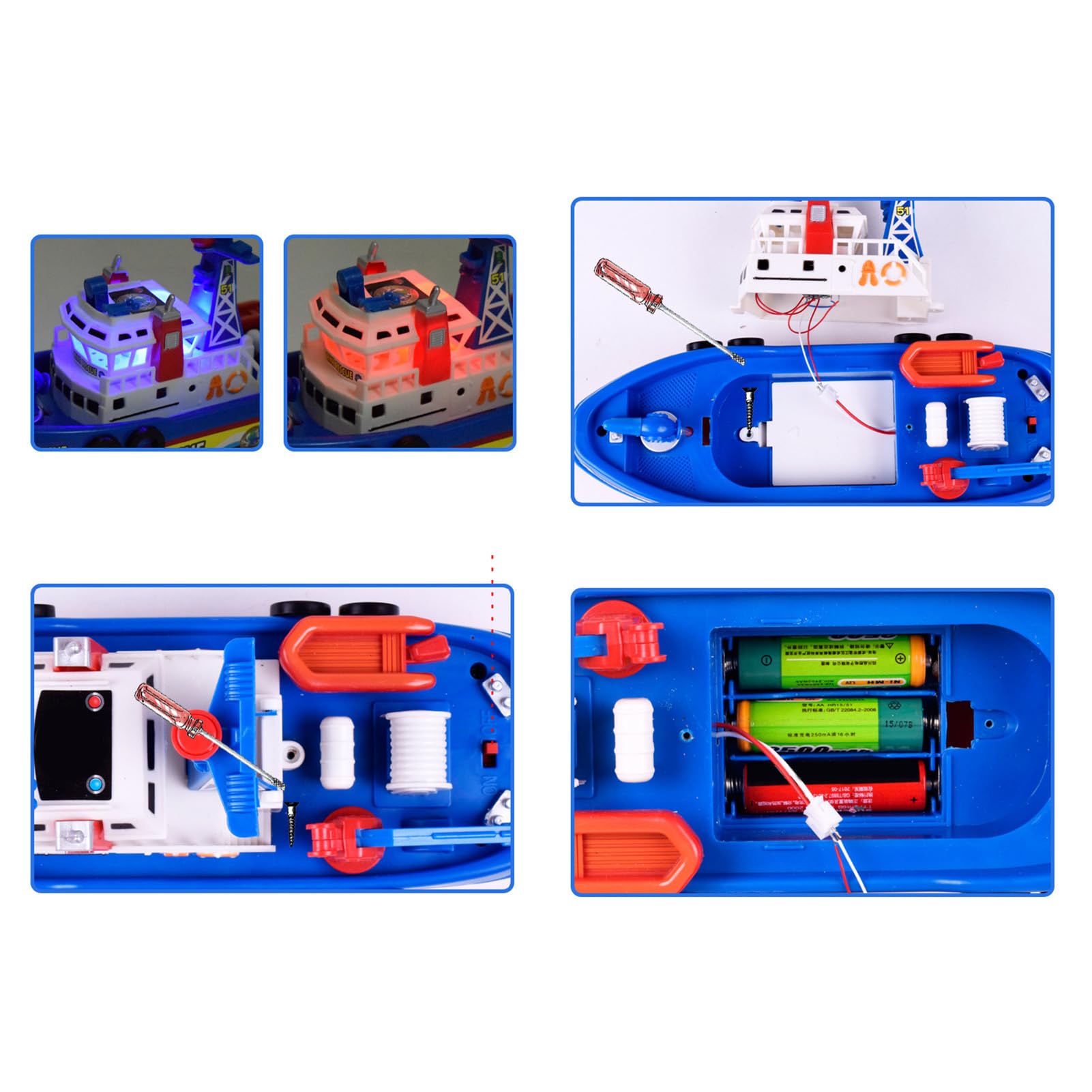 Syrisora Barco Modelo Eléctrico, Barco de Juguete para Niños con Rociador de Agua Ligero y Musical, para Niños, Marino de Protección, Juguete Educativo para Regalo