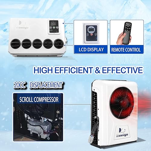 Miniatura 4 de Treeligo DC 12V Universal Electric RV Truck Aire acondicionado Camper Unidad AC 10000 BTU Enfriamiento rápido para autocaravana autobús tractor aire