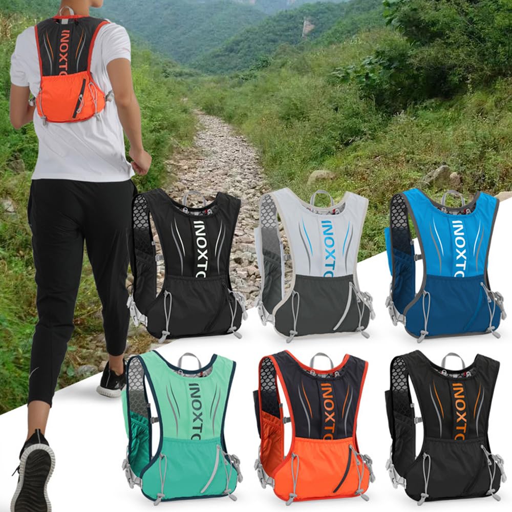 Kavolet Sac à dos d'hydratation ultra léger de 5 l - Sac à dos de trail - Gilet d'hydratation - Sac à dos de vélo pour marathonien, course, camping, randonnée - Avec poche à eau de 1,5 l et 2