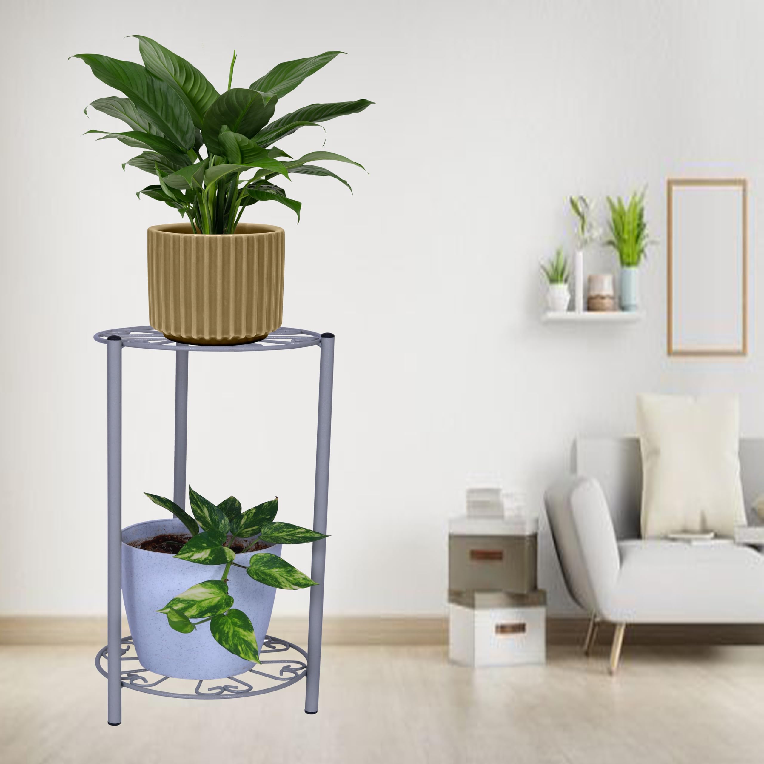 D&V Engineering 2-Tier Iron Tulsi Plant Stand for Home Entrance | Flower Pot Holder for Balcony and Garden Décor | Water Dispenser Stand | Round Design, Black (B09MBYNZG3) Amazon Price History, Amazon Price Tracker