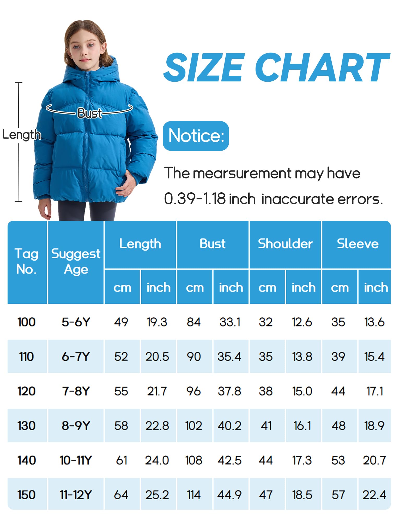 Happy Cherry - Abrigo Cálido Invierno con Capucha Niño Niña Chaqueta Acolchada Infantil Niños Niñas Ropa Gruesa Caliente para Nieve Al Aire Libre - 5-12 Años