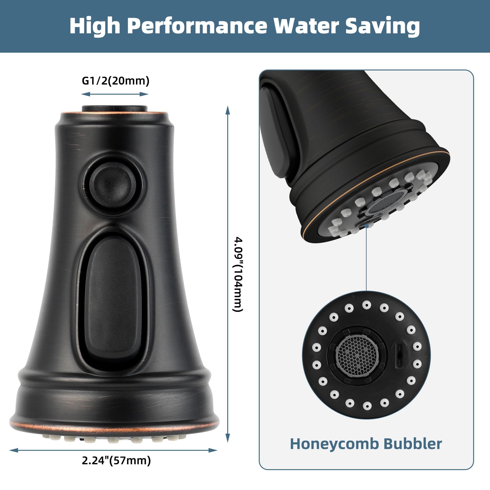 Universal Pull-Down Kitchen Faucet Spray Head – 3 Functions: Stream, Spray & High-Pressure Jetting – Includes 10 Adapters – Fits Moen, Delta, Kohler & More – Chrome Finish