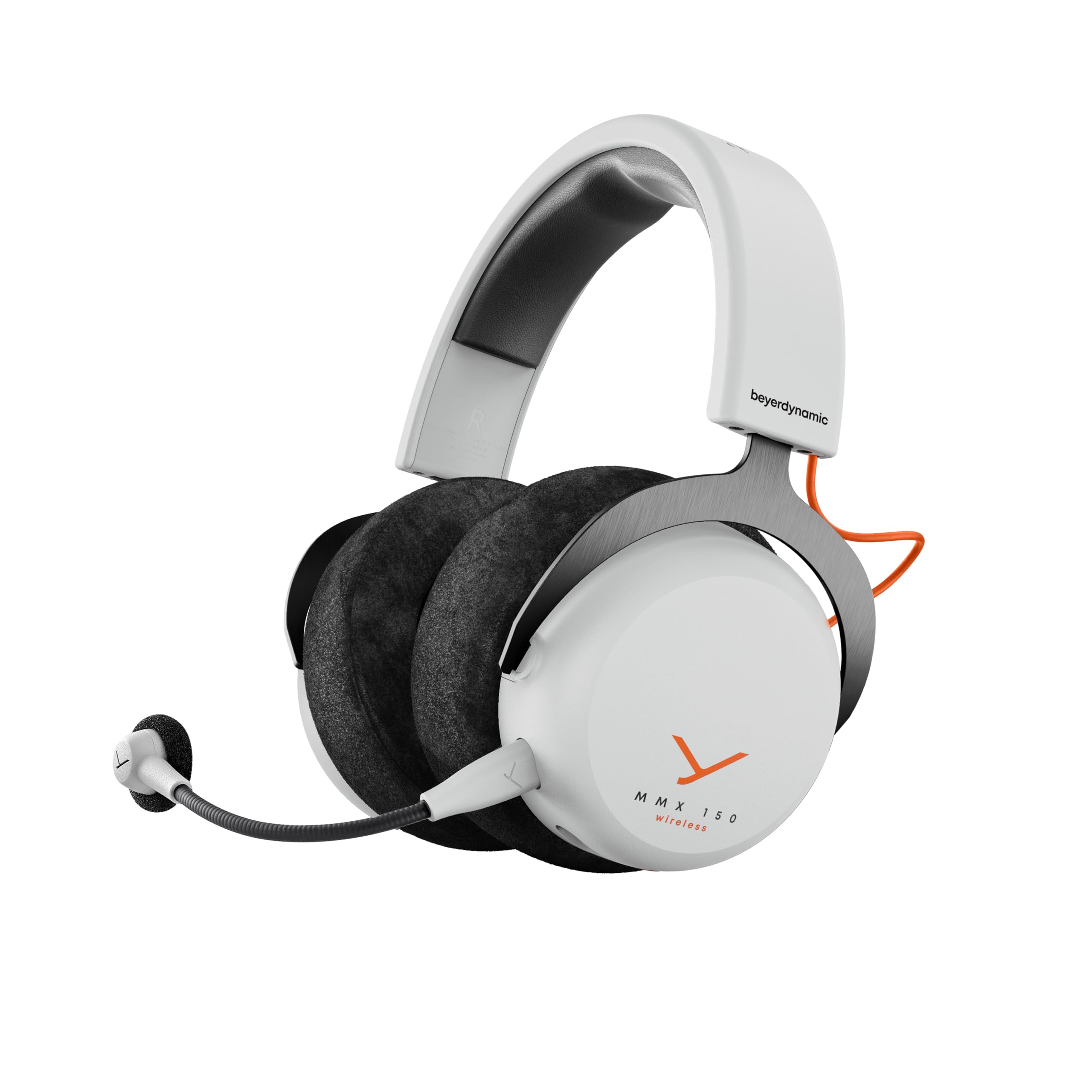 beyerdynamic MMX 150 Wireless - Cuffie da gaming wireless in bianco artico con personalizzazione del suono e cuscinetti auricolari in velluto