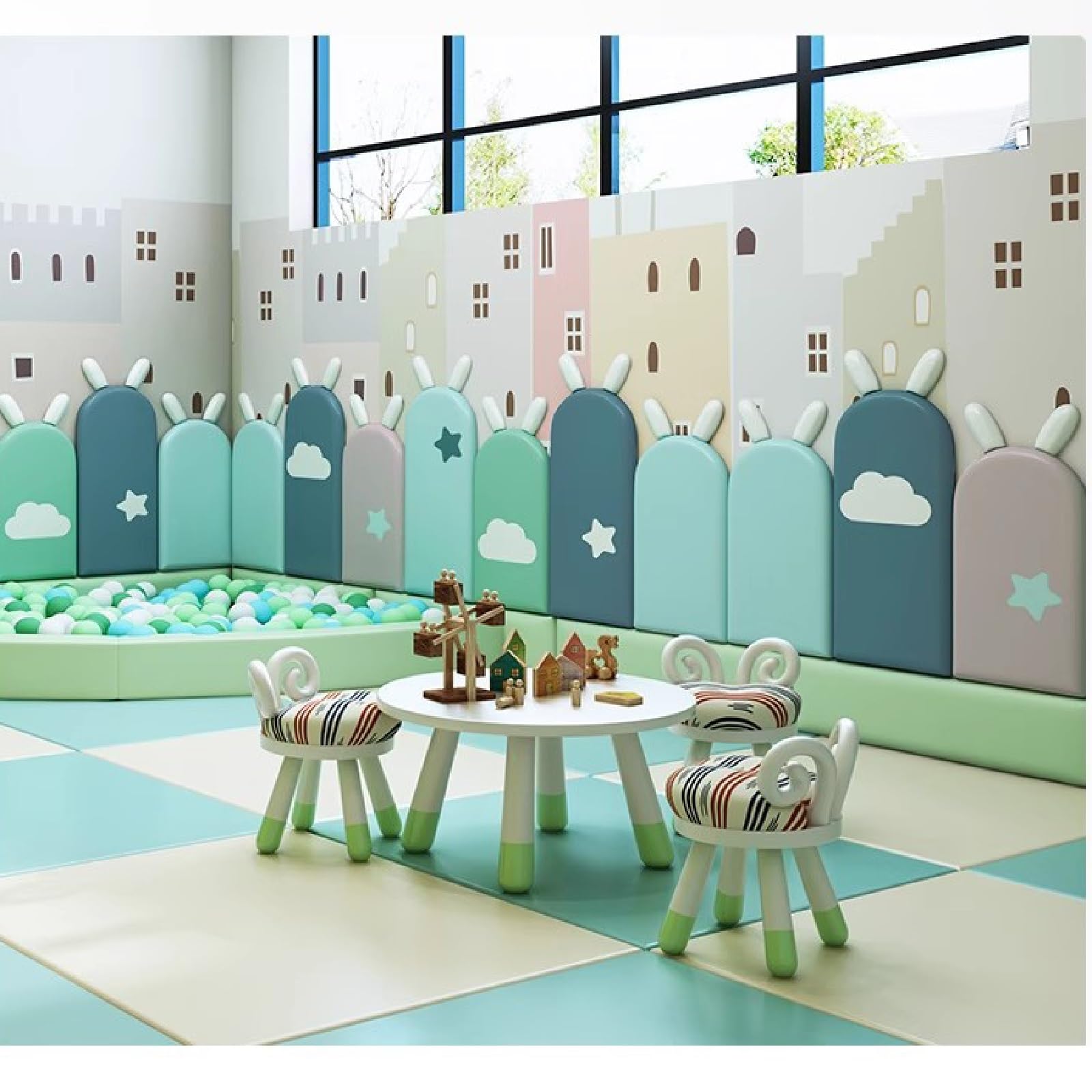 4 Pannelli Antiurto Per Parete Bambini | Morbidi Cuscini In PVC E Spugna | Facili Da Installare E Rimuovere - Foto 5