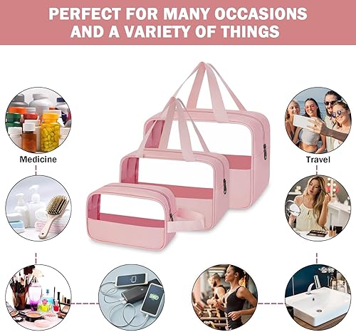 Miniatura 6 de Noozion Bolsa de maquillaje de 2 piezas, bolsa de aseo portátil para cosméticos, organizador de viaje, bolso resistente al agua para mujeres y niñas