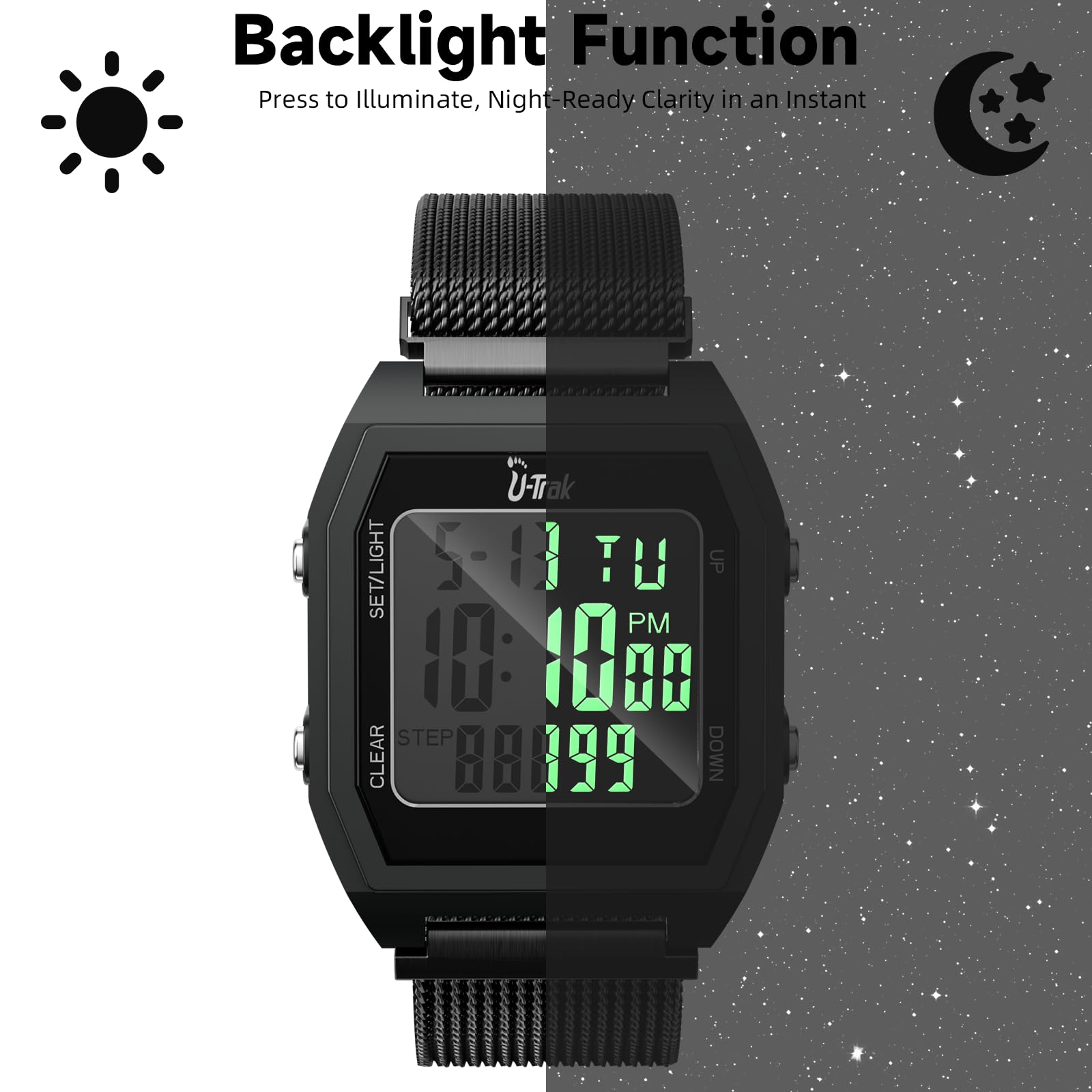 Relojes con podómetro 3D para caminar, relojes simples con correa magnética, resistente al agua, con correa magnética para hombres, mujeres, niños y personas mayores