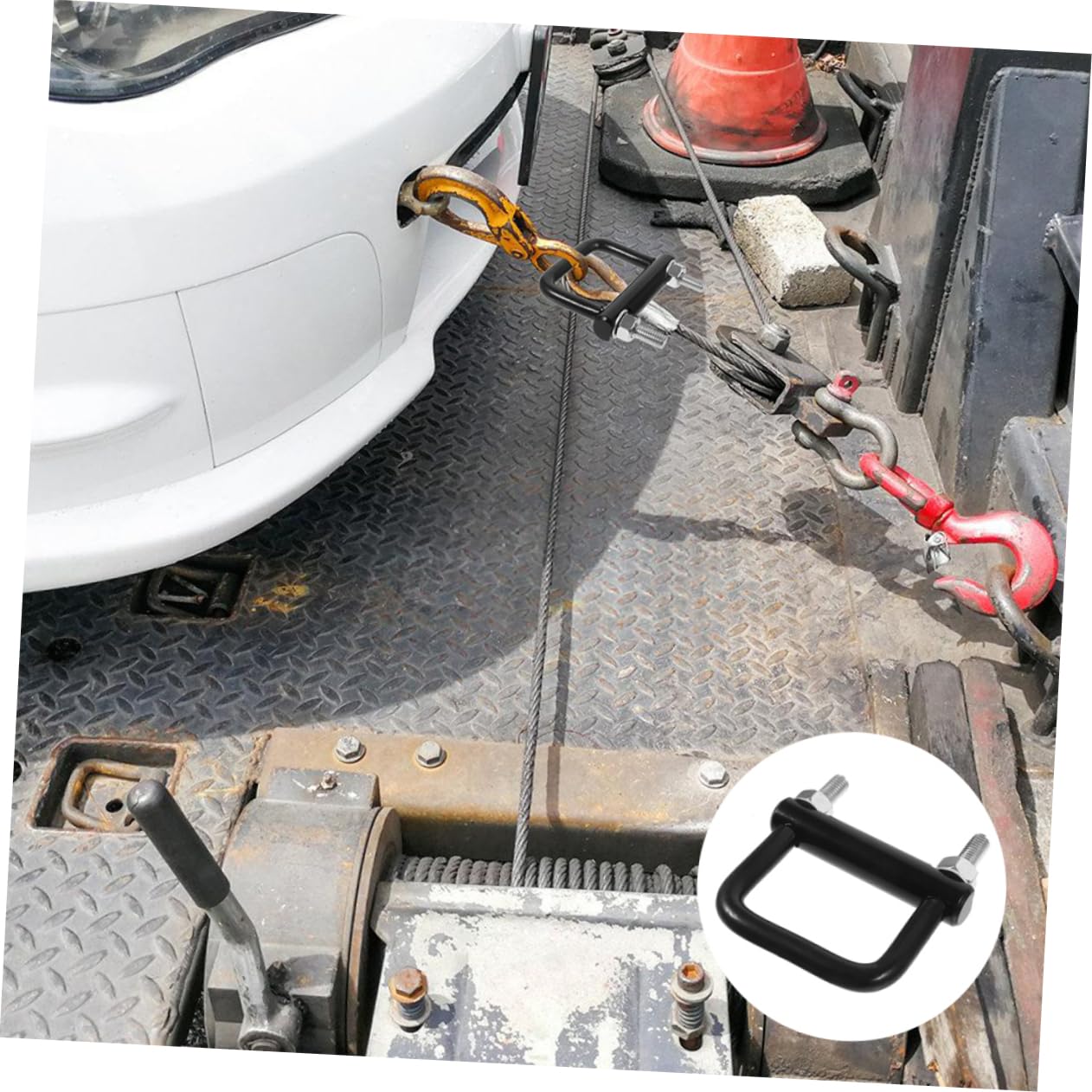 2piezas Grillete de Remolque Negro Metal Resistente Tensor de Enganche Abrazadera Antivibración para Uso Carretera Unidades