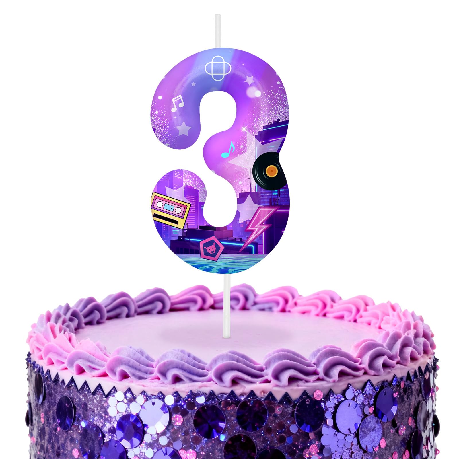 Kpop Number 3 Birthday Candles for Birthday Decorations and Cake Topper