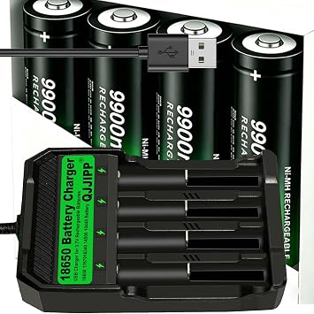 4pcs NiMH Rechargeable Battery Charger,Universal Batteries Charger for Flashlights, Headlamps, Doorbells, RC Cars & Outdoor Garden LightsButton Top