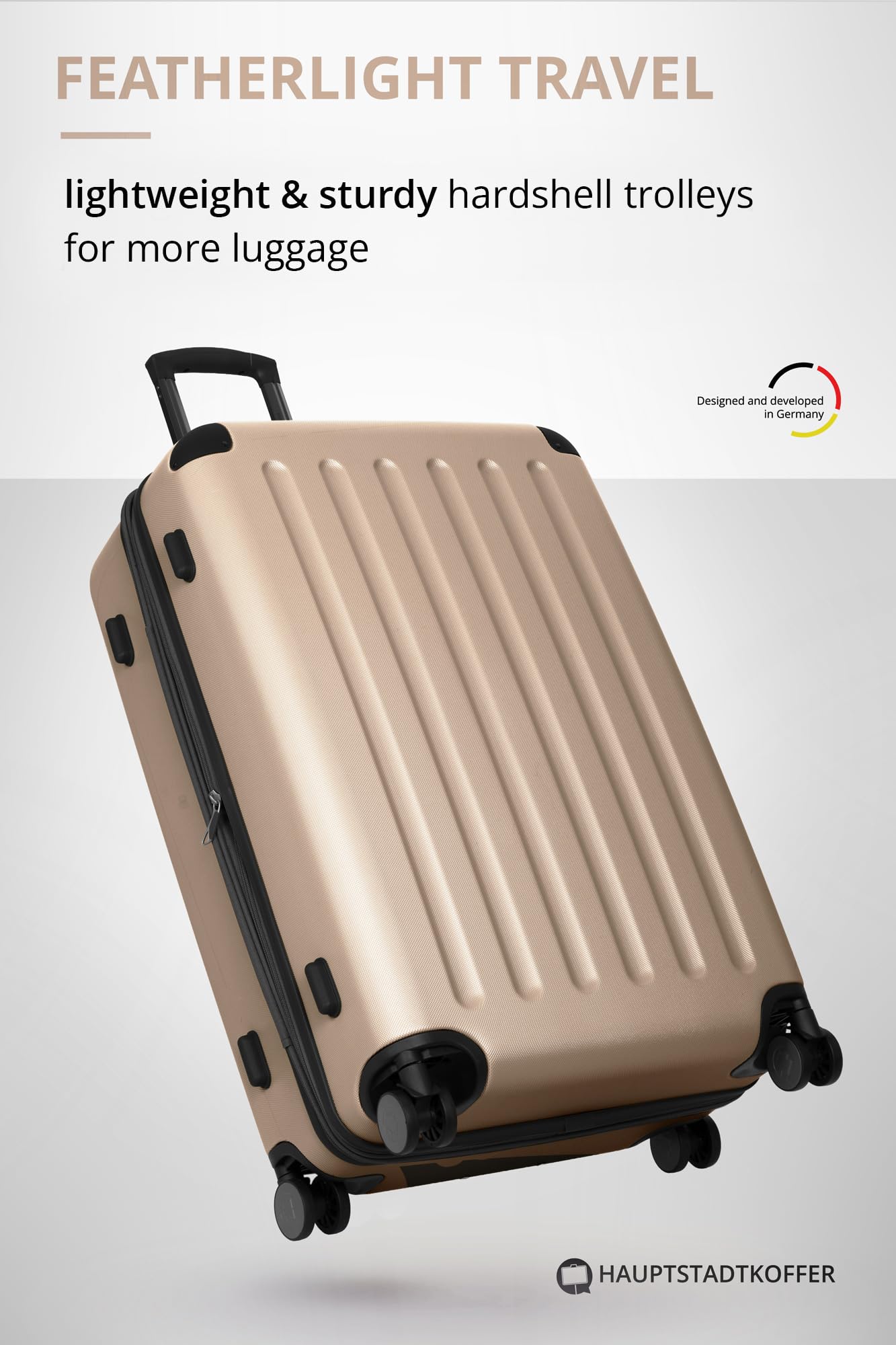 Hauptstadtkoffer - SPREE - Set di 3 valigie, Valigie rigide, Trolley con 4 doppie ruote, Bagaglio da viaggio opaco, Set da viaggio, TSA, (S, M e L), Champagne