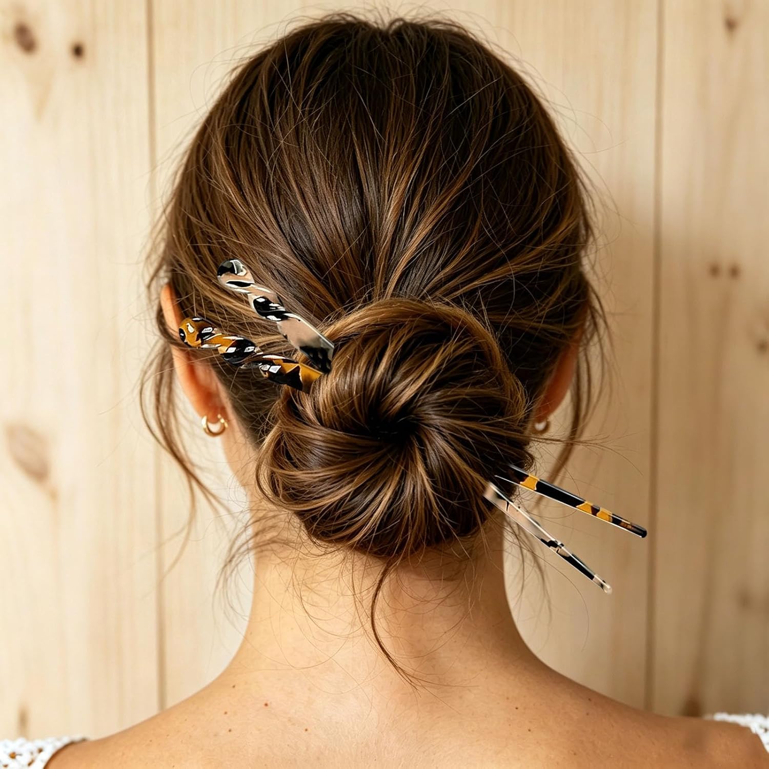 8 Pcs Acetate Hair Sticks, Vintage Twist Leopard Print Hairpins with Velvet Bag, Tortoise Shell Hair Chopsticks for Women Long Hair Accessories Classic image 5