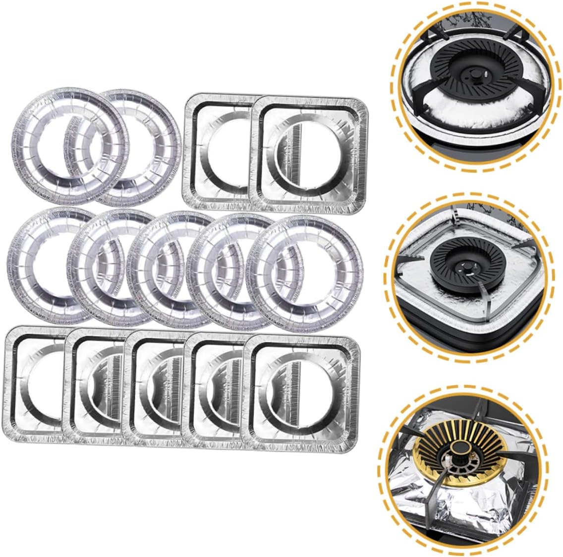 Gas Stove Pads Aluminum Foil Burner Protectors 20pcs Silver