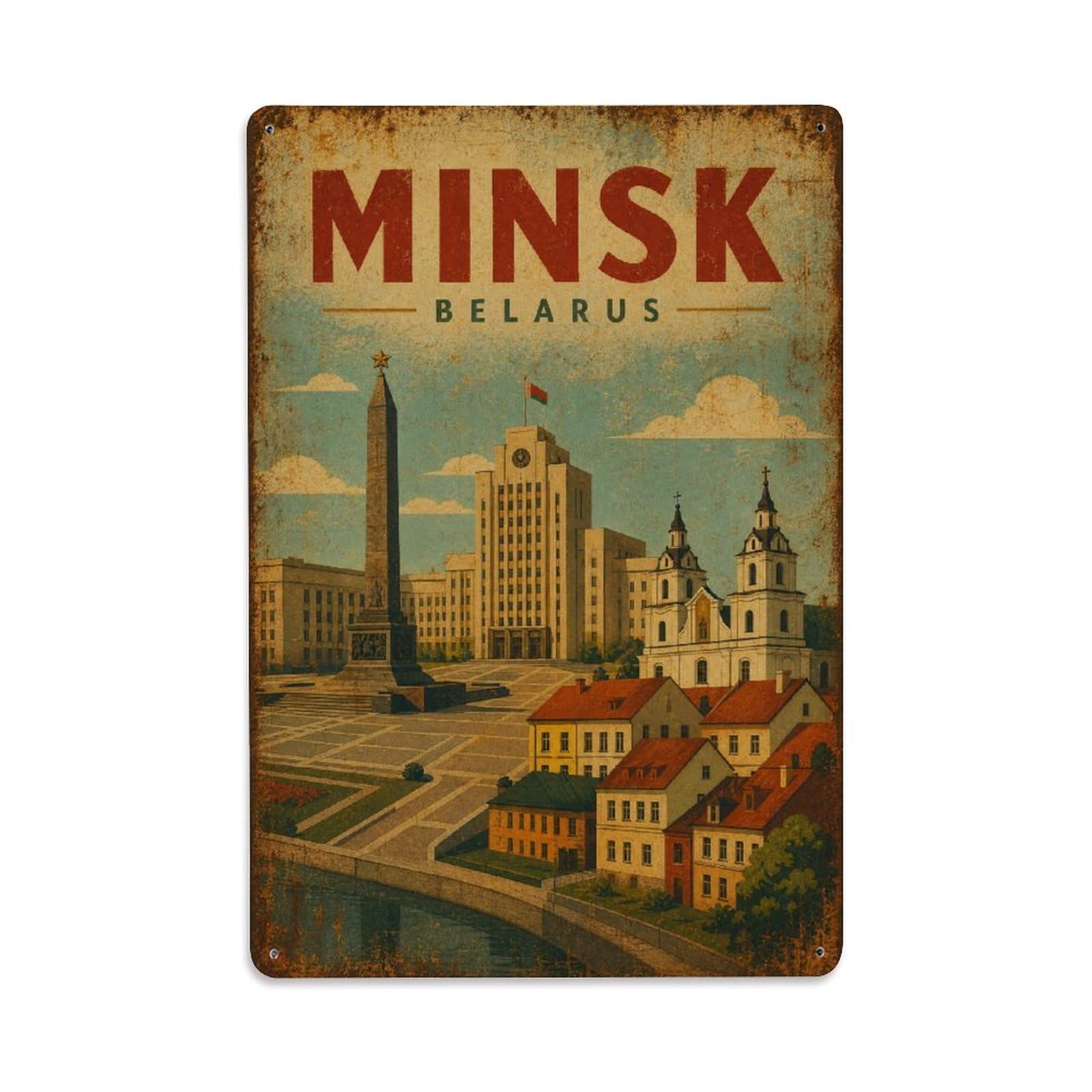 Metal Tin Sign Travel Retro Minsk