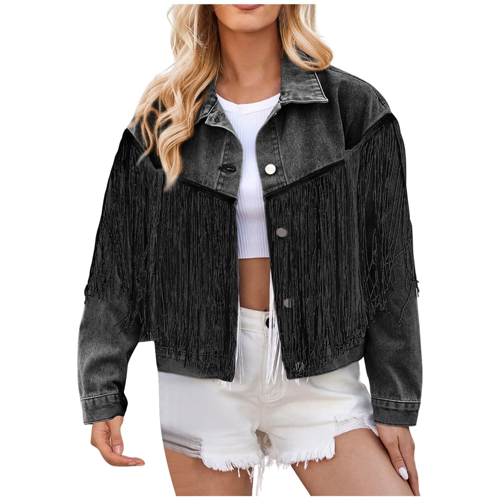 Chaqueta Vaquera Mujer, Cazadora De Denim Vintage con Botones De Manga Larga Talla Grande, Corta, Holgada, Vaquera, Estilo Camionero Chaqueta Entretiempo Mujer Cazadoras Mujer para Primavera Otoño