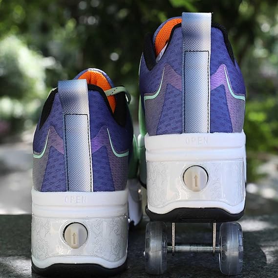 Roller Skates, Multipurpose Deformation Roller Shoes Invisible Roller Skates Children Students Adult Roller Skating Roller Skates Outdoor Sports Skating Travel Best Choice