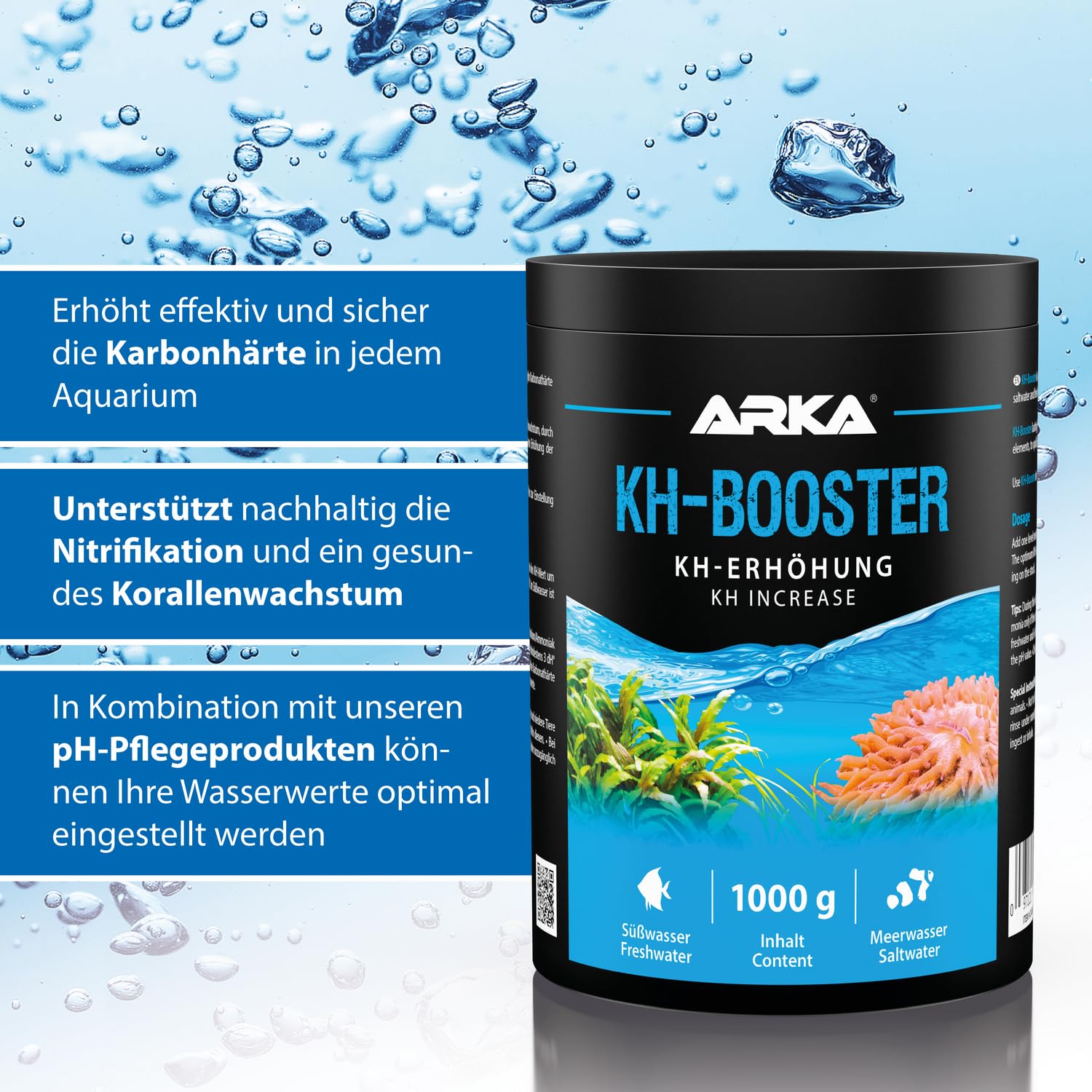 MICROBE-LIFT KH Booster – podwyższenie twardości węglanowej KH do akwarium słodkowodnego i morskiego z przydatnymi bakteriami, 1000 g