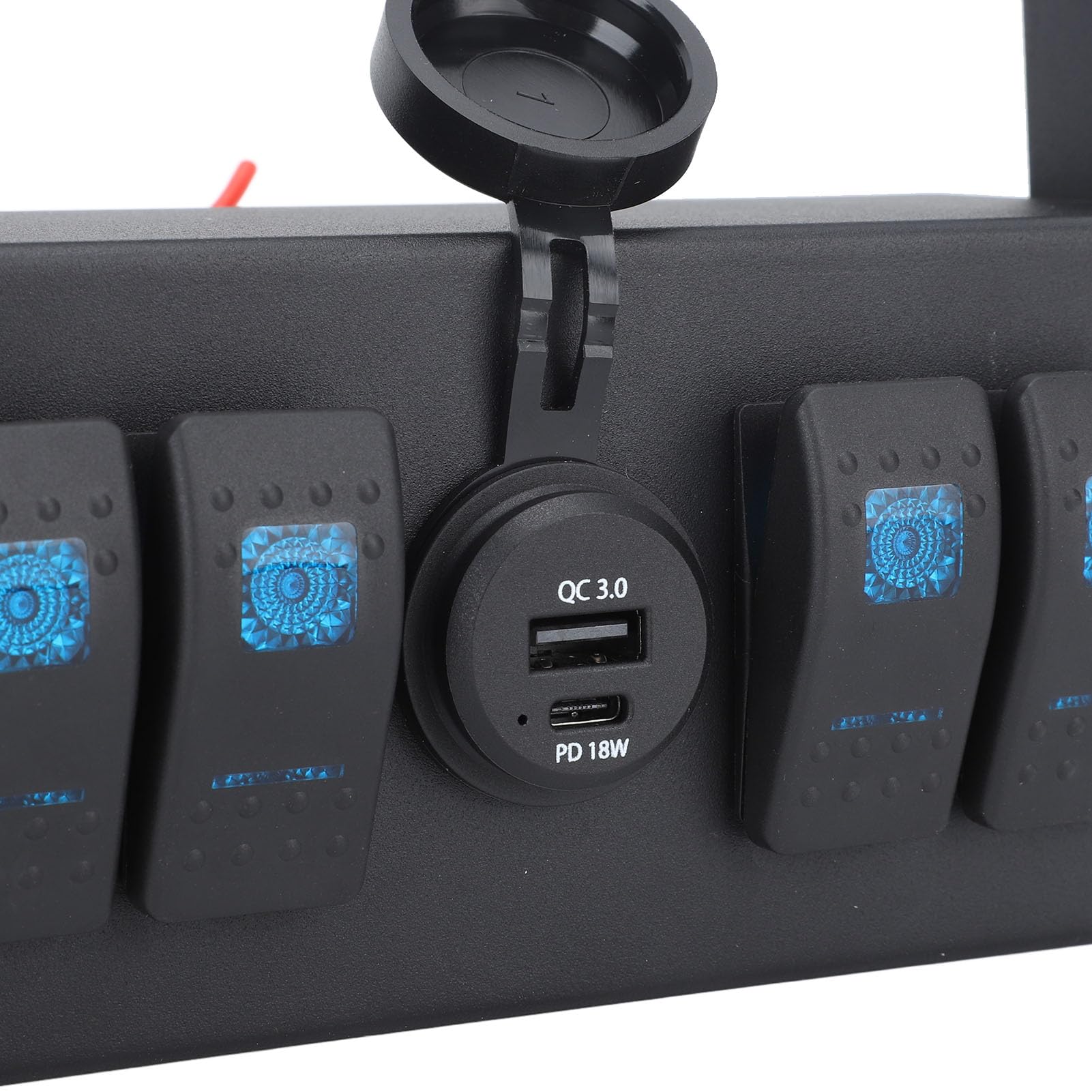 4-krotna skrzynka z przełącznikami kołyskowymi DC 12-24 V ON Off Przełącznik panelu Box z podświetleniem Port ładowania dla łodzi, jachtów, samochodów kempingowych, autobusów