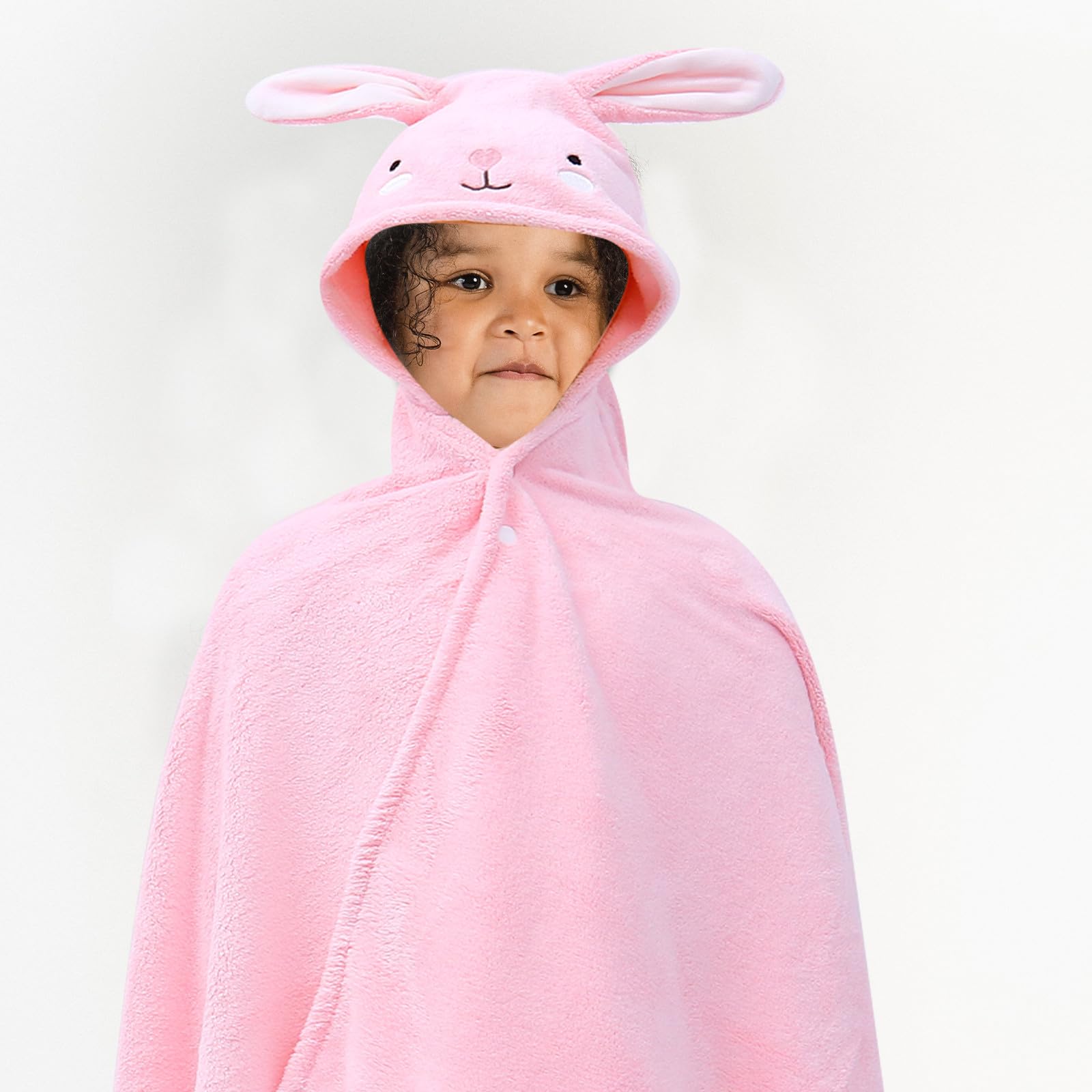 Kinderbadedecke mit Kapuze in Rosa Weiches Polyester Chinlon Material Saugfähiges Cartoon Badetuch für Babys und Kinder nach Baden oder Schwimmen