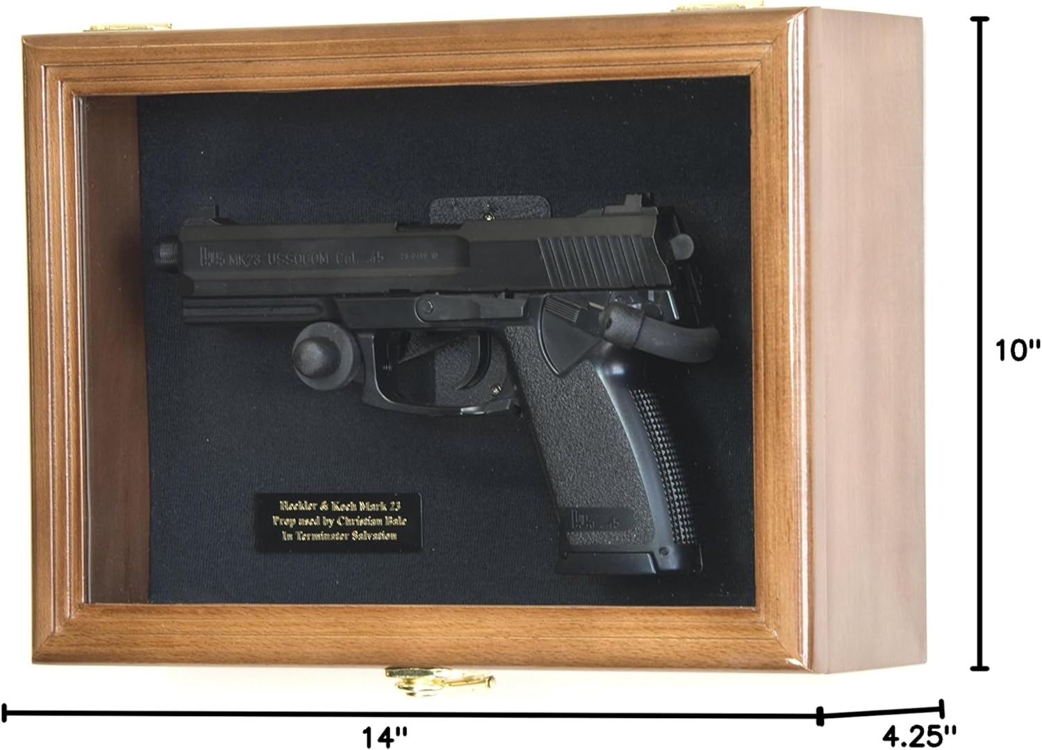 Single Pistol Display Case Wall Mount Solid Hardwood Cabinet Gun Holder