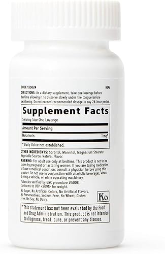 Miniatura 2 de GNC Pastillas de melatonina 1mg  Promueve el sueño  Cereza - 60 pastillas vegetarianas