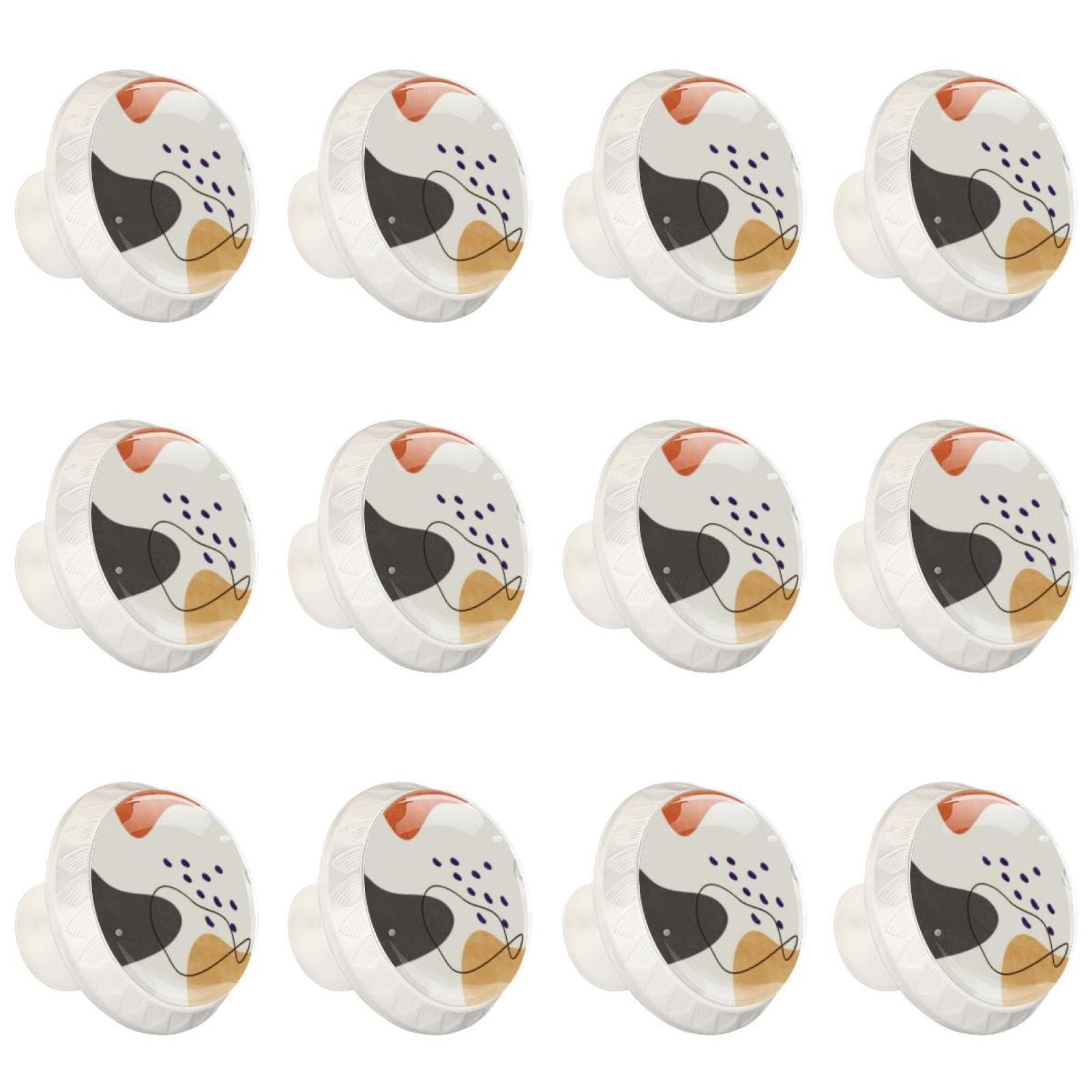 Boutons de tiroir en verre de cristal transparent pour meuble et commode - Lot de 12