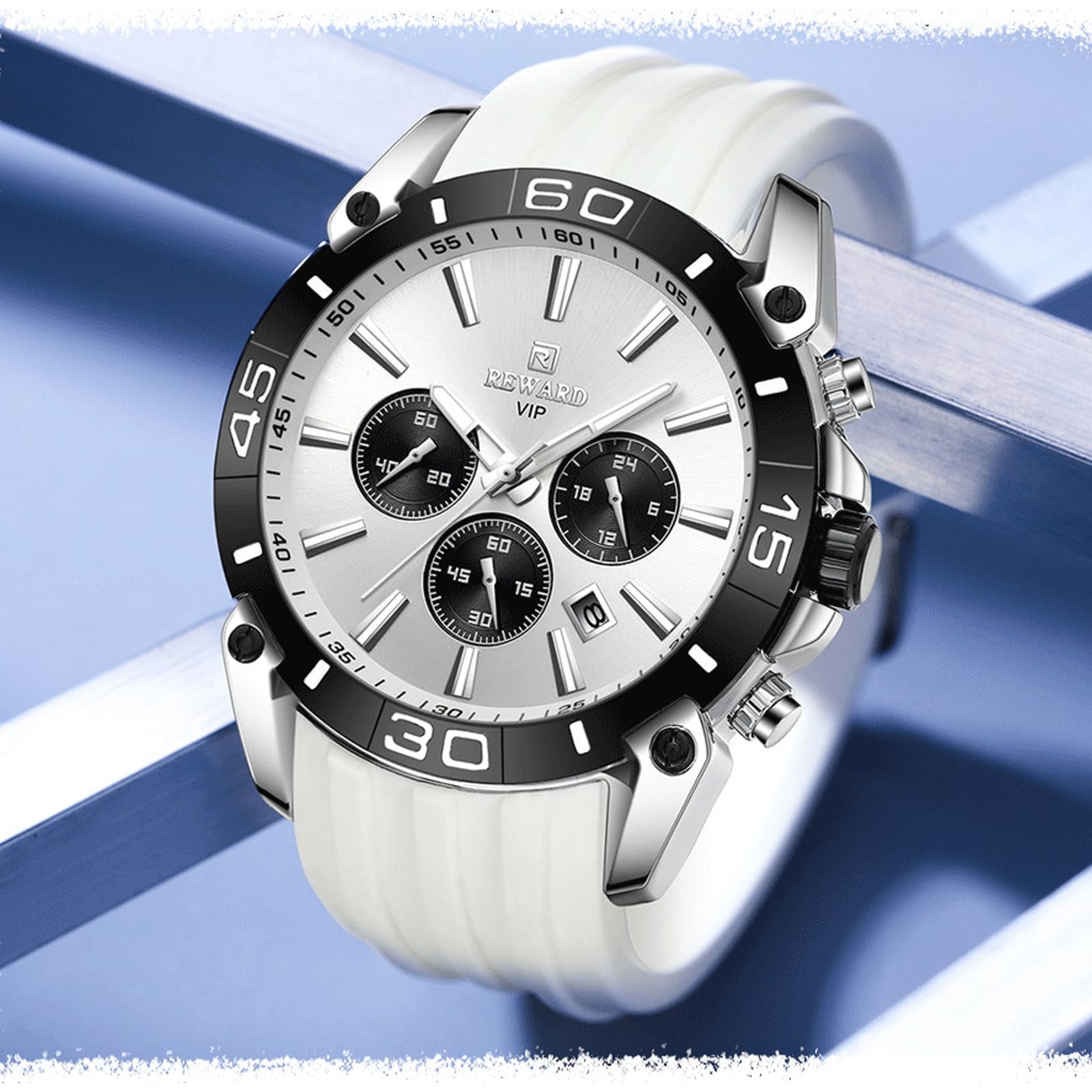 FORSINING Orologio da uomo alla moda, casual, analogico, al quarzo, per uomo, cinturino in silicone, cronografo, orologio sportivo, luminoso, impermeabile