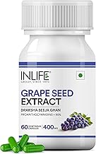INLIFE Grape Seed Extract (Proanthocyanidins > 95%) Antioxidant, 400 mg - 60 Vegetarian Capsules (Pack of 1, 60)
