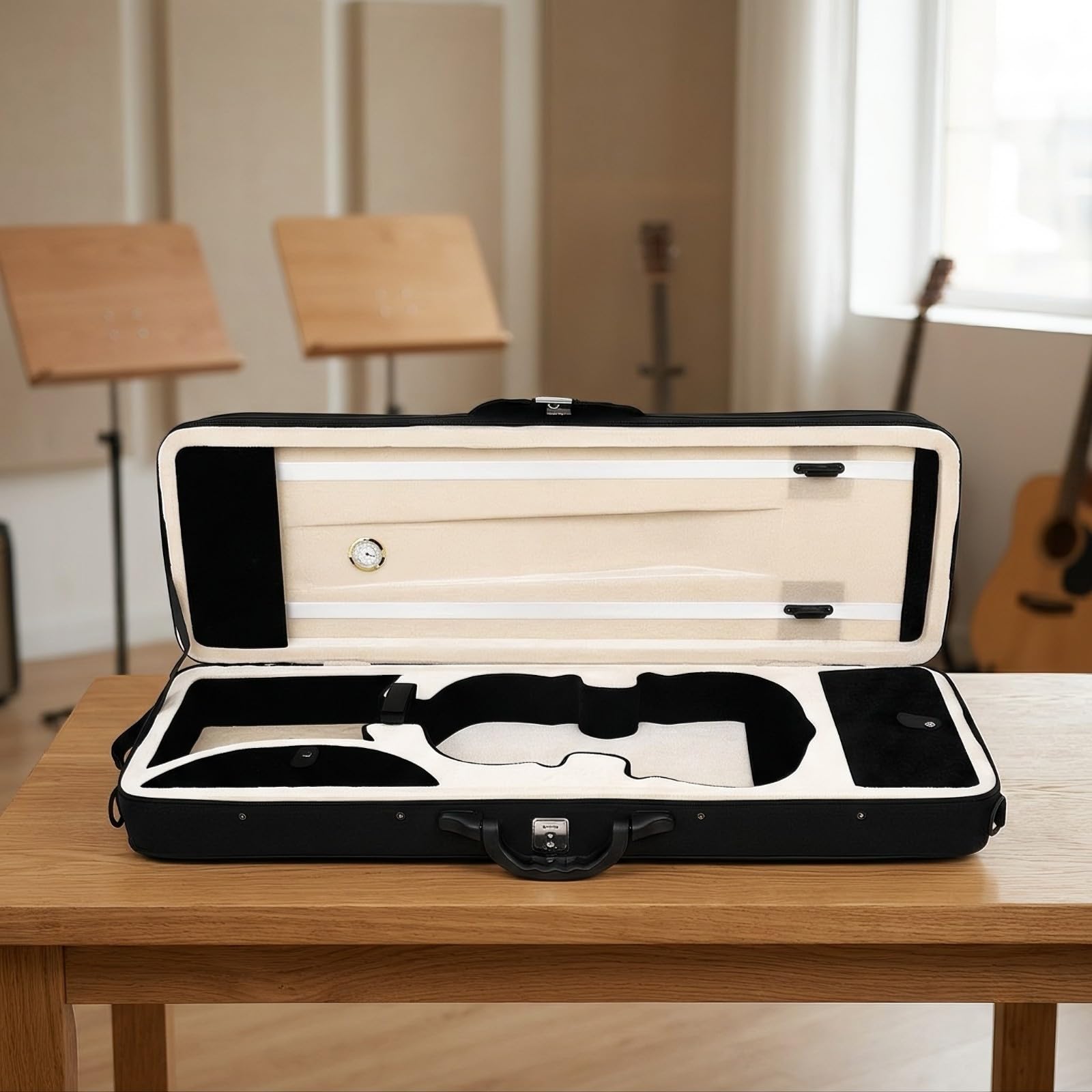 F Fityle Estuche Rígido para Violín Ligero | Tela Oxford Resistente, Estuche Violín con Higrómetro, para Viajes