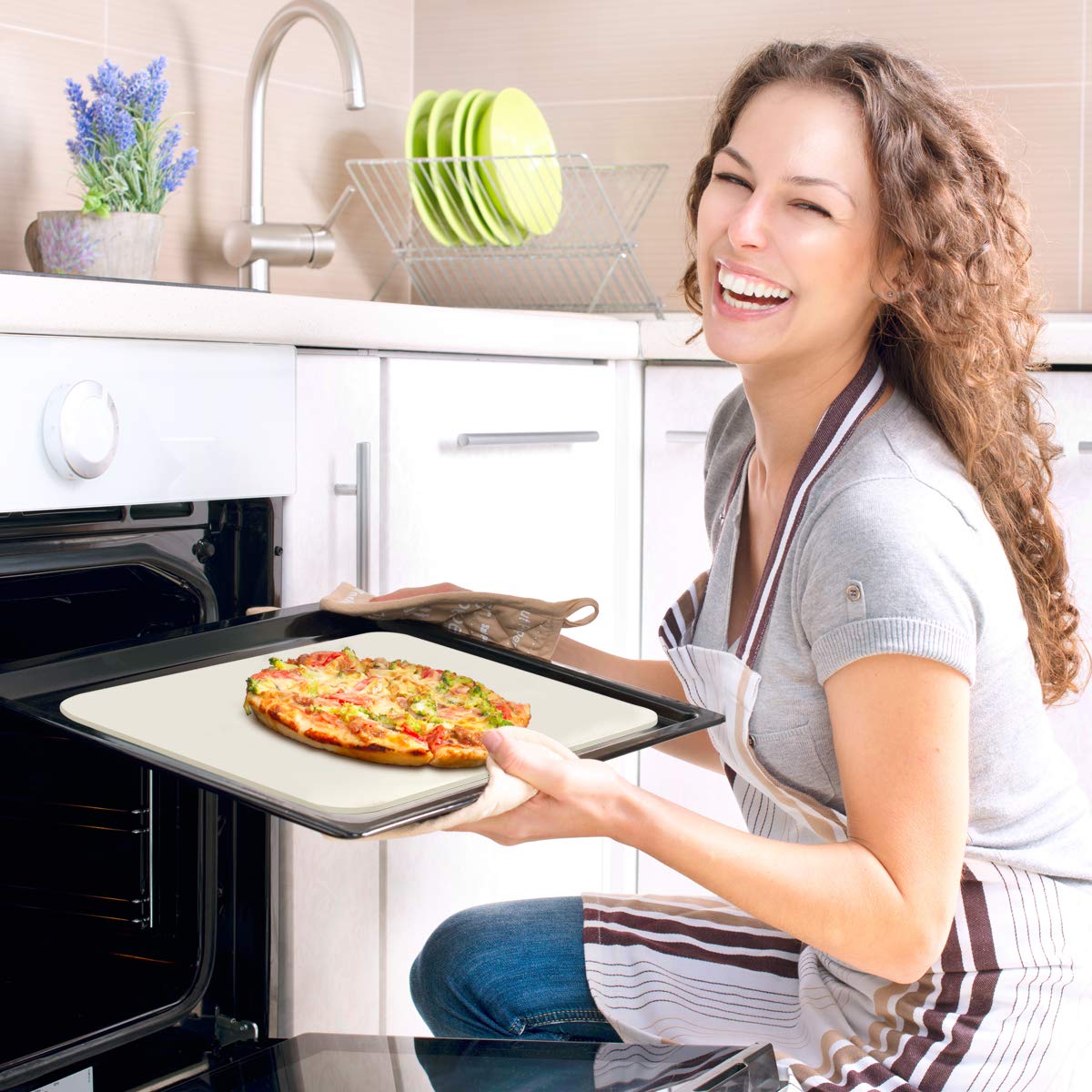 Joeji's Kitchen Piedra para Pizza Horno Pala de aluminio con mango, Piedra de Pizza para Horno de Pizza pala pizza horno, Deslizador de pan
