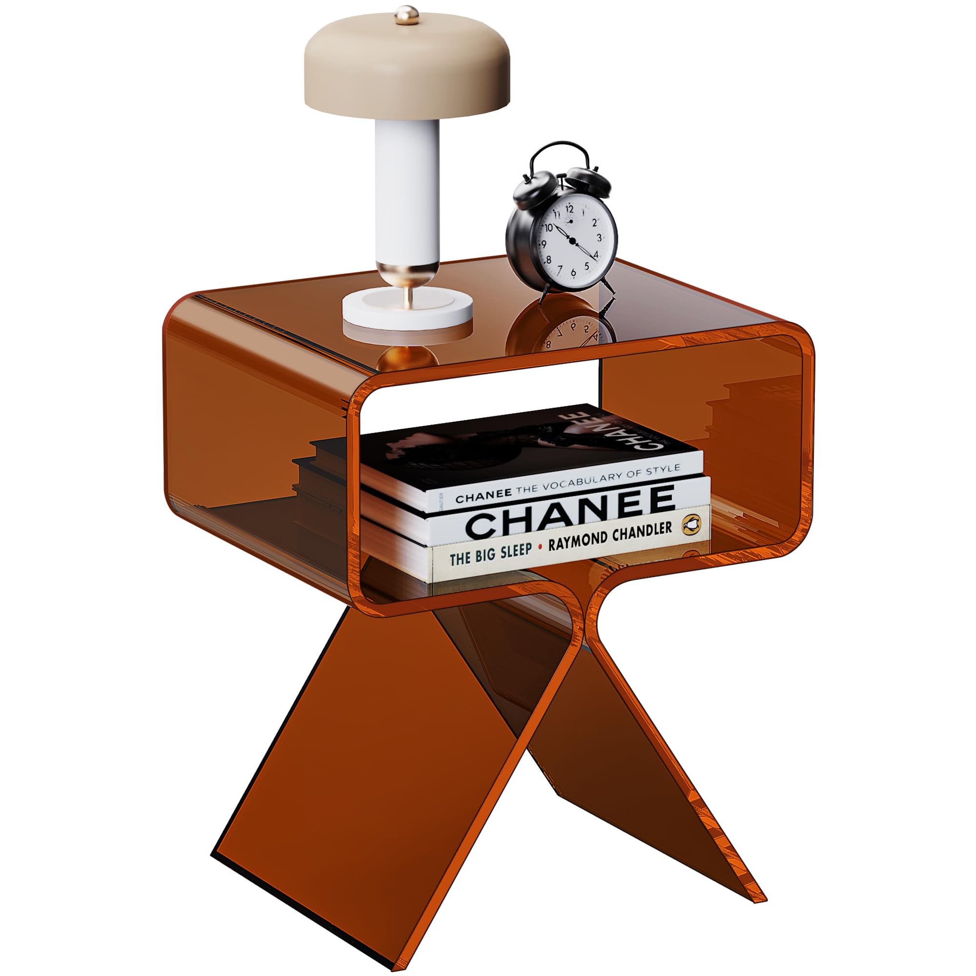 solaround Tavolino da Salotto in Acrilico, Tavolino da comodino, Tavolino per Soggiorno, Camera da Letto (Marrone Scuro)