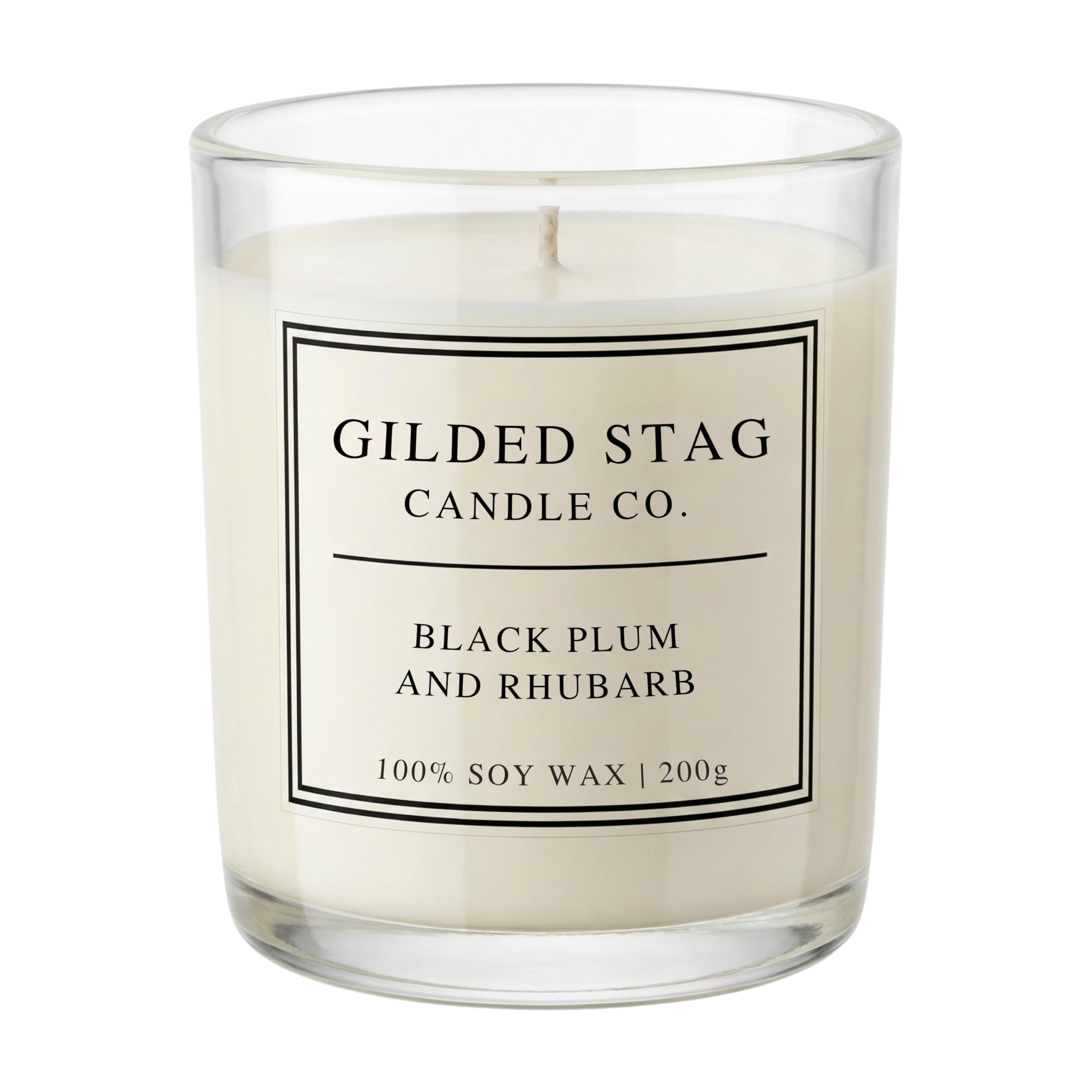Gilded Stag Candle Co. Women's Cream Gilded Stag Scented Candle - Black Plum & Rhubarb Soy Wax Candle - Rich Fruity Home Fragrance Gift For - Long Lasting 40 Hour Burn Time - 30Cl Glass Jar