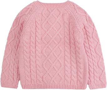 Peecabe Toddler Girl Sweaters Cable Knit Long Sleeve Crewneck Chunky Crochet Cardigans 1-6T