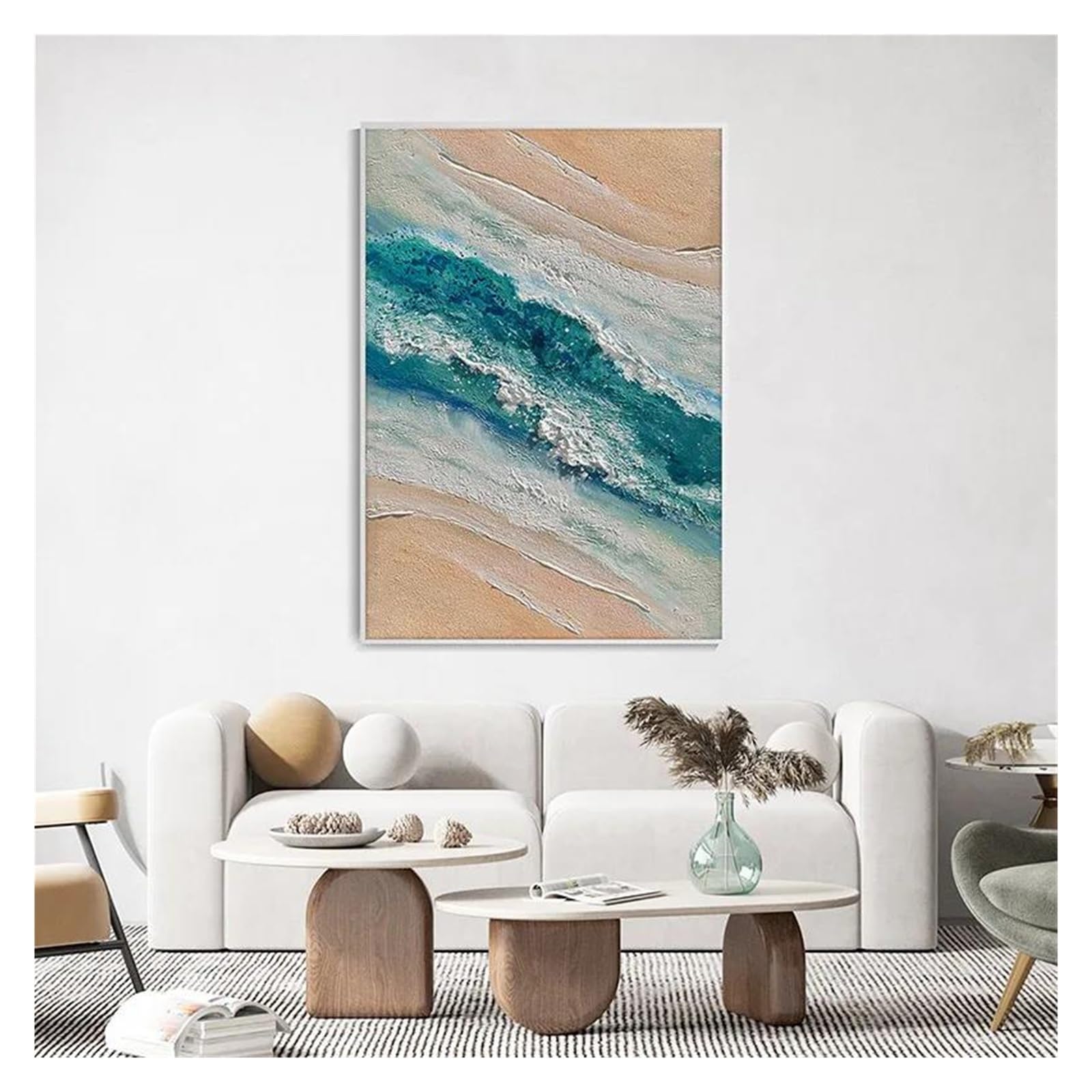 Byambd D Byamb Aesthetic Pictures Green Coastal Wall Art Ocean Landscape Painting Abstract Poster No Frame Canvas Prints Texture Sea Wave Room Ecor(,30X40cm)