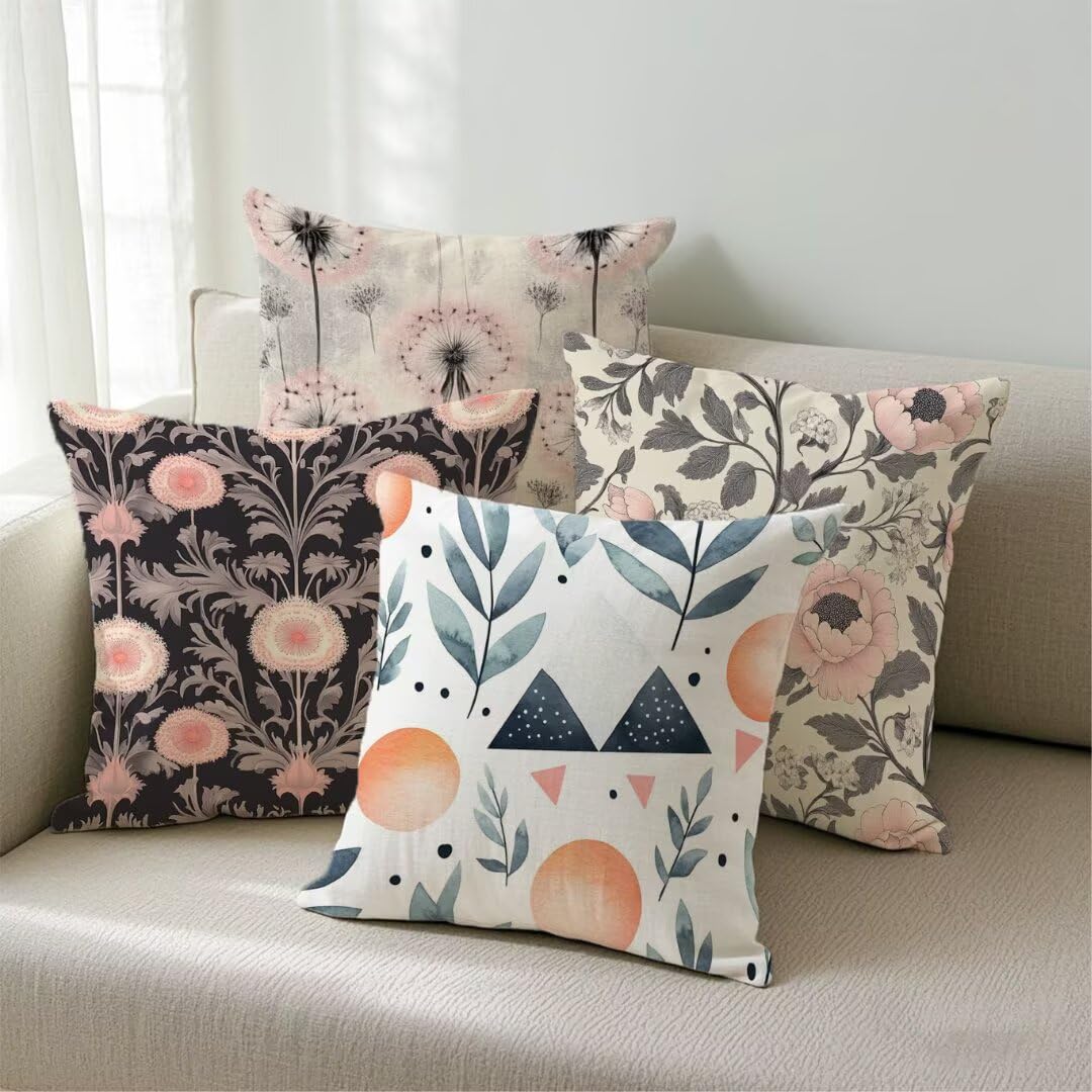 Fundas Cojines 40x40 cm Exterior Cojines Rosa Fundas de Almohada Juego de 4, Cuadrados Funda Cojin Planta Almohadas con Cremallera, Sofa Cama Decorativos para Hogar, Jardín, Salón y Dormitorio Ym161