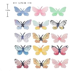 YOcity 72Pcs Edible Butterflies Cake Toppers Edible Butterfly Cupcake Toppers Wafer Paper Butterflies Edible Butterfly Cake Decorations for Wedding Birthday Party Cupcakes Decorating(Mix Color)
