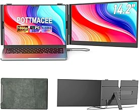 14.2" Laptop Screen Extender, 0.17" Ultra-Thin FHD 1080P IPS Portable Monitor for Laptop, Dual Screen Travel Monitor Extender, Plug-Play for Windows/Mac/Chrome, Fit 13”-17.3” Laptops