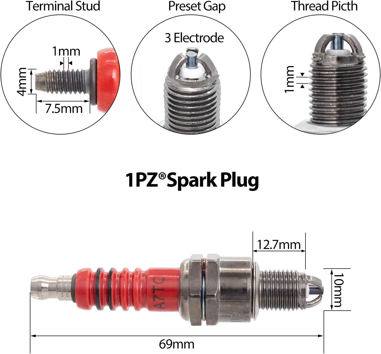 1PZ O6P-RS3 Racing Cdi Ignition Coil Spark Plug Replacement for Honda Xr Crf Crf50 Xr50 Xr70 Xr80 Xr100
