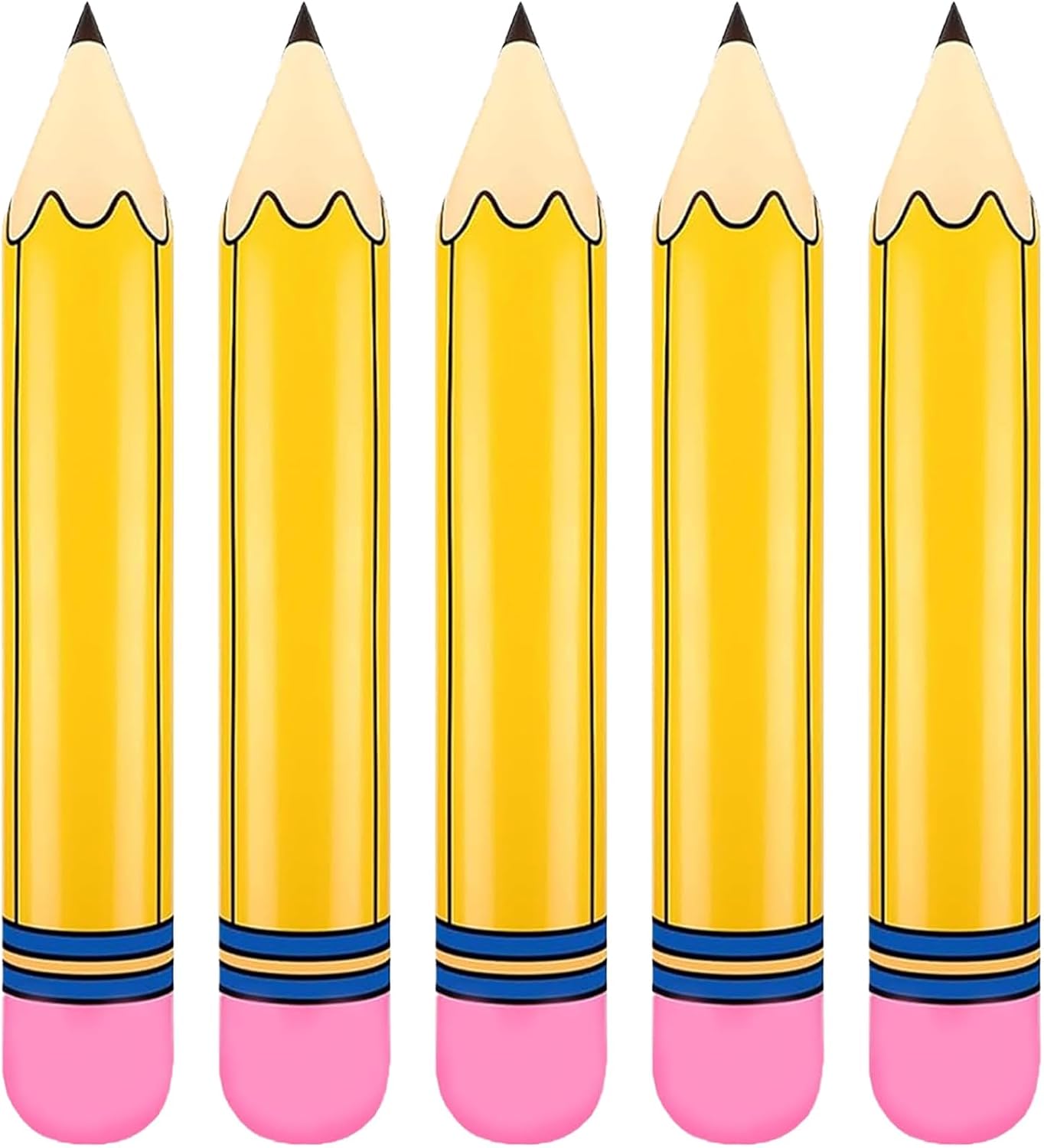 Totelux Giant Pencil Balloons Back to School Decorations 27’’ Inflatable Yellow Pencil Balloons for Classroom Garden Hanging Decor Photo Prop Birthday Party Favor 5PCS