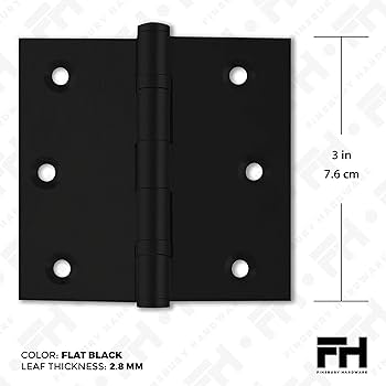 Finsbury Hardware Black Door Hinge Matte Black Ball Bearing 3x3