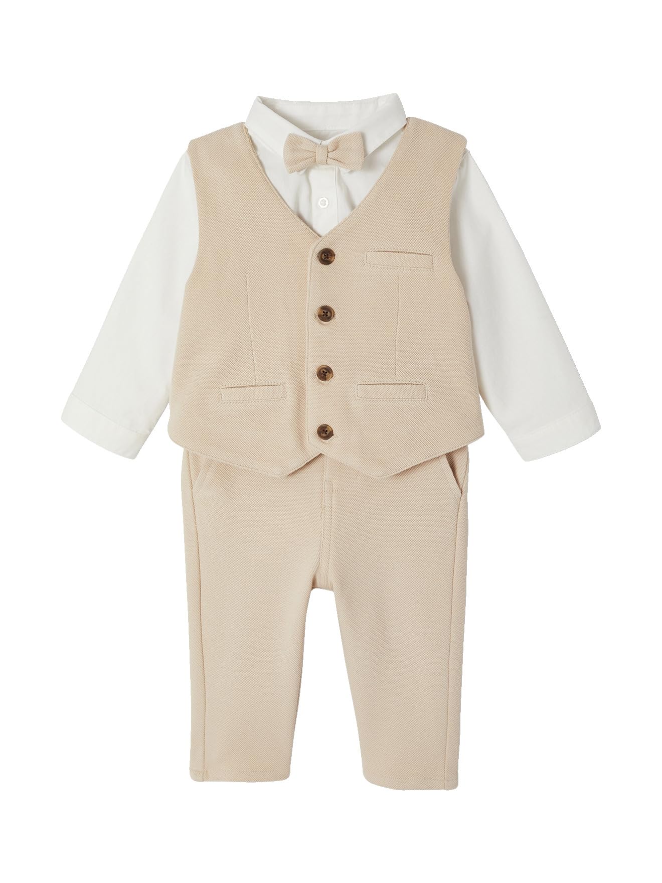 VERTBAUDET Ensemble 4 pièces bébé garçon cérémonie Beige 3M(60CM)