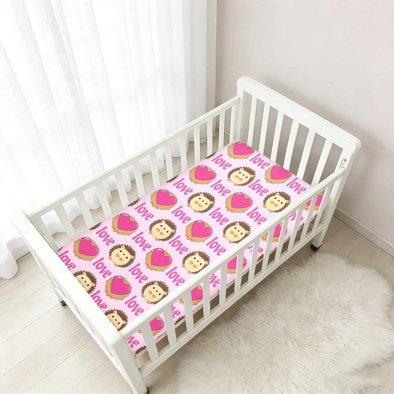 Babybettlaken mit niedlichem Igel-Motiv, für Jungen und Mädchen, weiches Spannbetttuch, Standard-Matratze, 71,1 x 132,1 cm