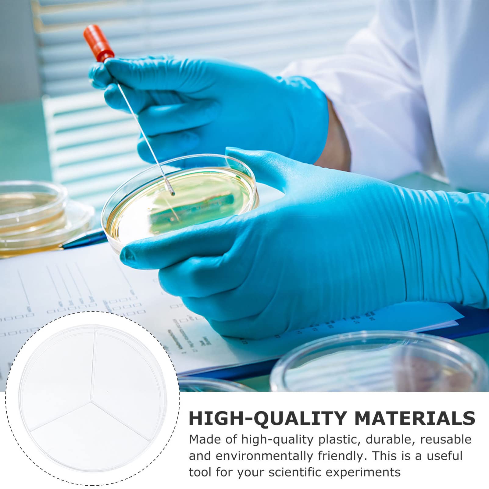 Gatuida 30piezas Placas De Petri Transparentes De Compartimentos Esterilizadas Para Cultivo De Bacterias Laboratorio y Aula De Ciencias
