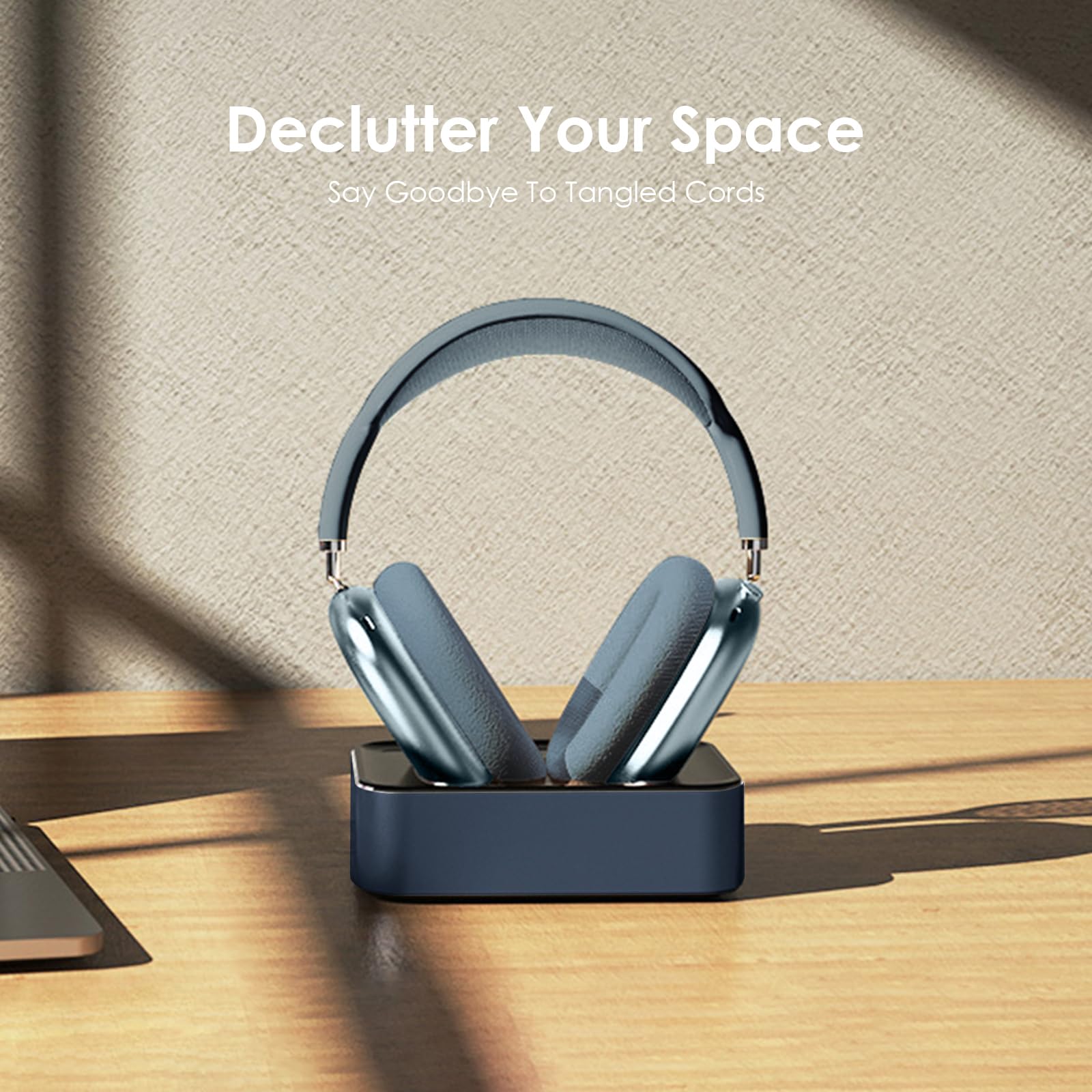 Station de charge pour écouteurs AirPods Max 2024 & 2020 - Station de charge magnétique avec connecteurs Lightning et Type-C doubles (Bleu)