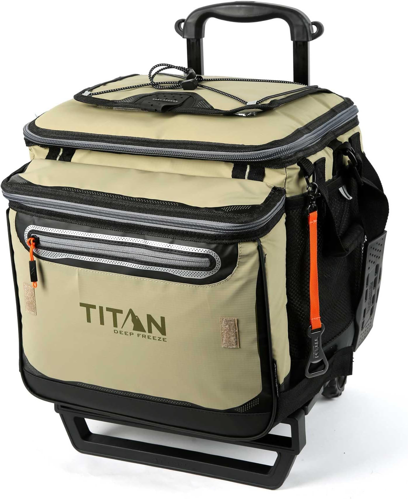 Arctic Zone Titan Deep Freeze 60 (50+10) Can Collapsible Rolling Cooler with Wheels and All-Terrain Cart - Colors: Moss and Process Blue