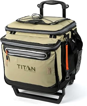 Titan by Arctic Zone Collapsible Wheeled Soft Sided Cooler with Detachable Rolling AT Cart, Insulated Bag with Leak Proof Lining, for Travel, Beach, Picnic, 60 Can Capacity