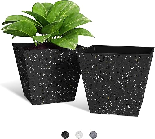 DECORLIFE Macetas para plantas, macetas de 8 pulgadas con agujeros de drenaje, macetas de interior y exterior para árbol, flores, arbustos, ligeras