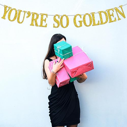 Miniatura 4 de Cartel dorado con texto en inglés "You're So Gold", letrero de feliz cumpleaños dorado, suministros de decoración de fiesta de cumpleaños para